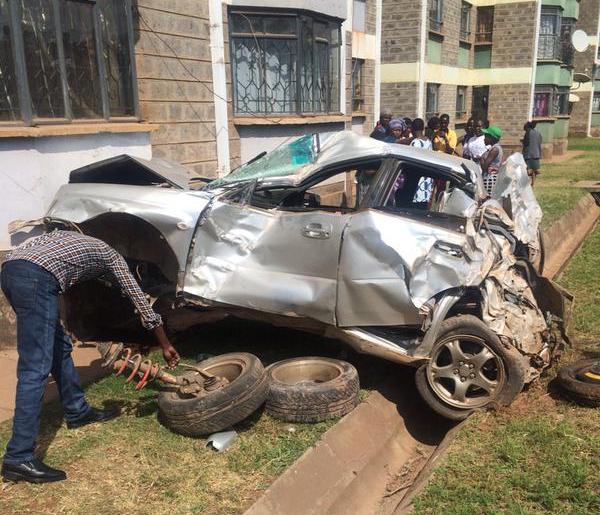 PHOTOS: Subaru That Flew From Southern Bypass Into NHC Estate