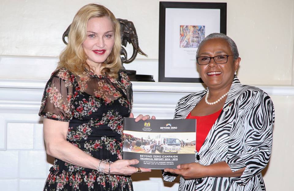 PHOTOS – Madonna Meets First Lady Margaret Kenyatta