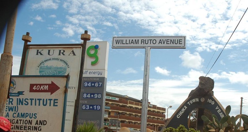Sign Posts Of Roads Named After Uhuru and Ruto Destroyed In Chuka Town