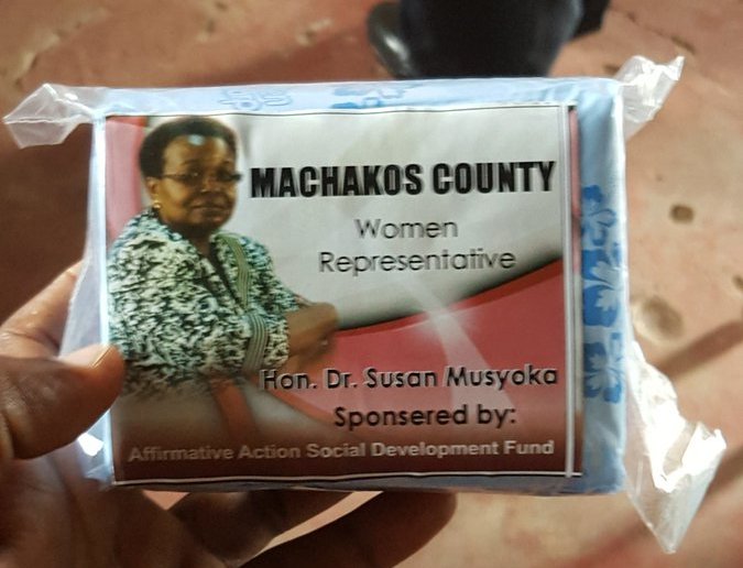 Machakos Women’s Rep Donating Sanitary Pads Branded With Her Face (PHOTOS)