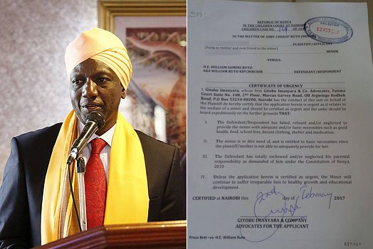 The Story Of William Ruto And Baby Mama Wanting Money From Him