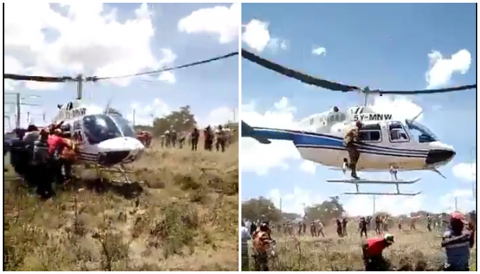 VIDEO: Kamba Guy Hangs Onto A Helicopter Then Falls Off